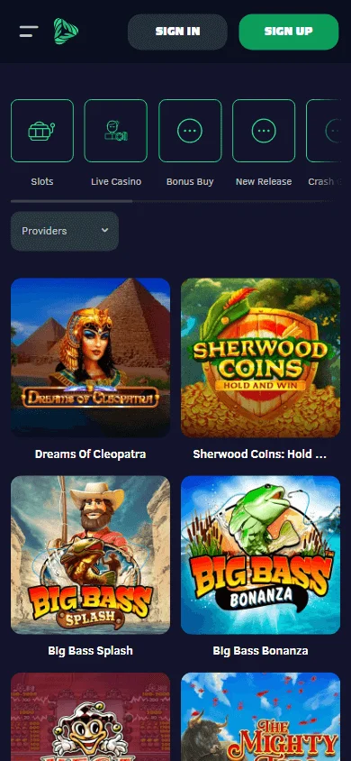 Greenspin Casino games available on a mobile browser